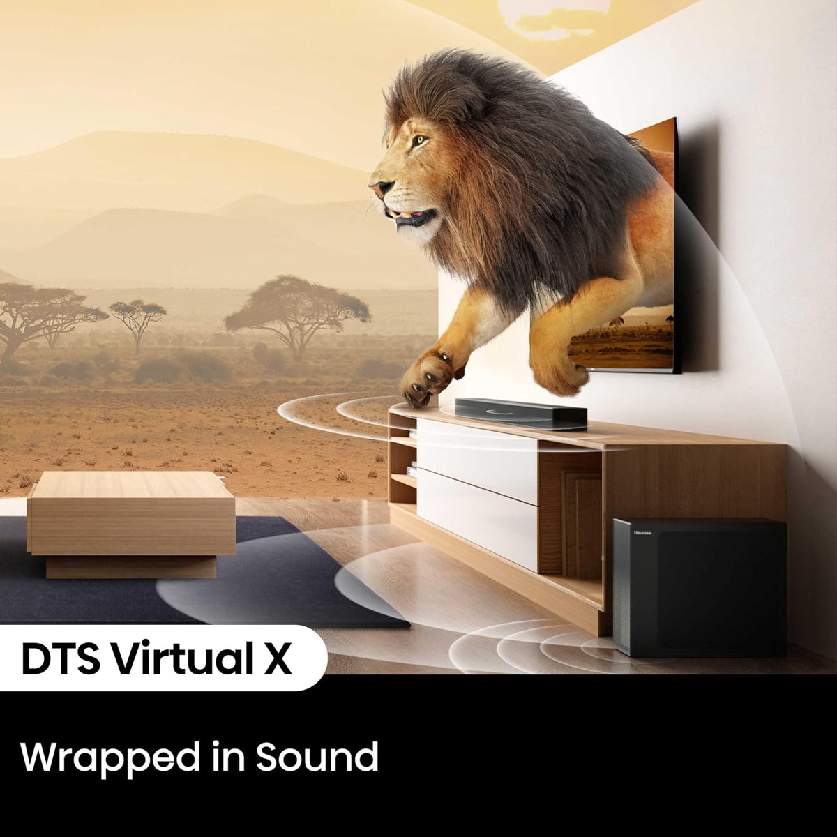 HS2100 2.1ch Soundbar with Wireless Subwoofer, Dolby Audio, DTS Virtual:X, HDMI ARC, Bluetooth 5.3, Remote Control, 6