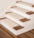 Rounded Bullnose Carpet Stair Treads - Anti Slip Indoor Stair Mats for Wooden Stairs, Style: Bayside Charm, Crystal