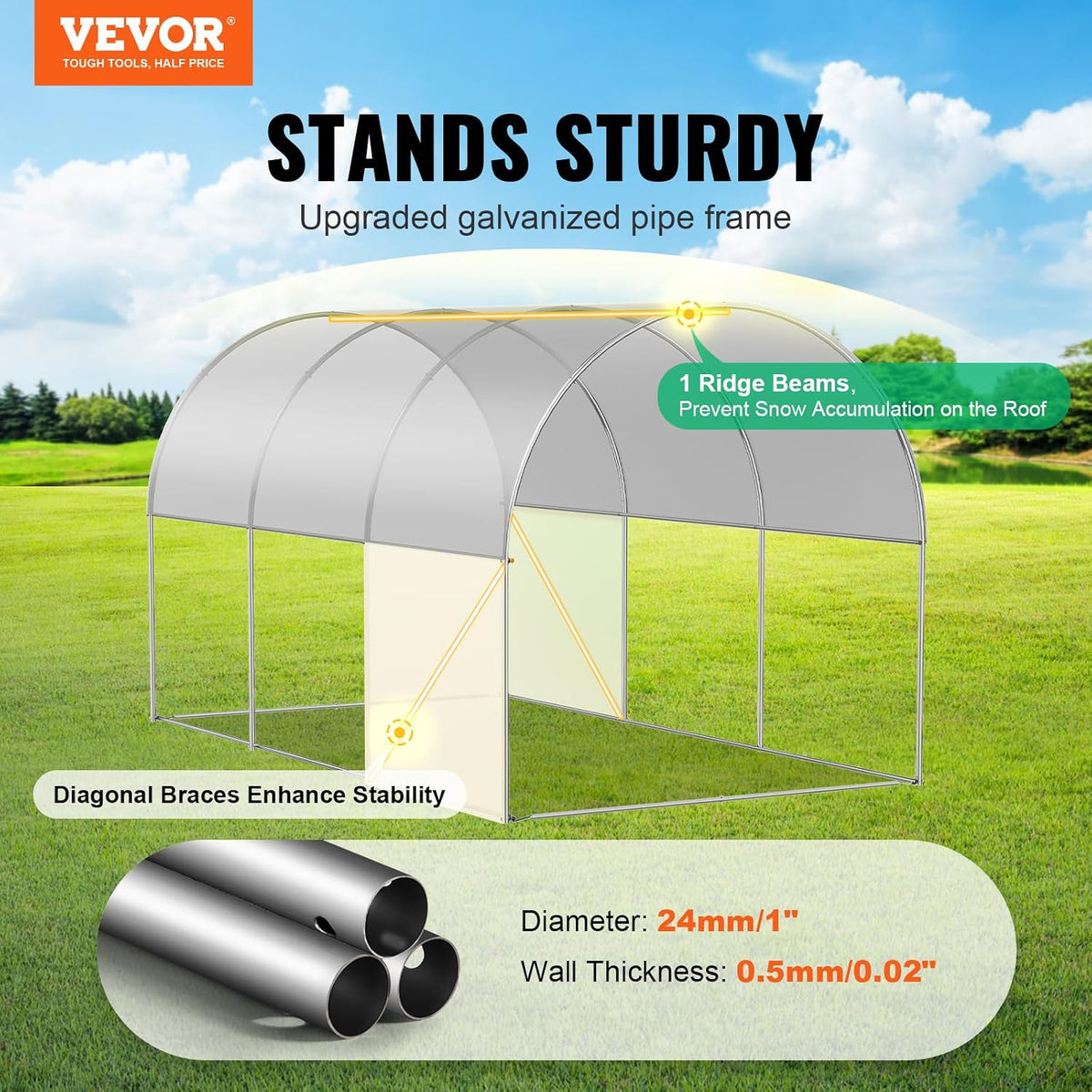 Walk-in Tunnel Greenhouse, 9.6x6.4x6.2 ft Hoop House Greenhouse Tunnel, Plant Hot House with Galvanized Steel Frame