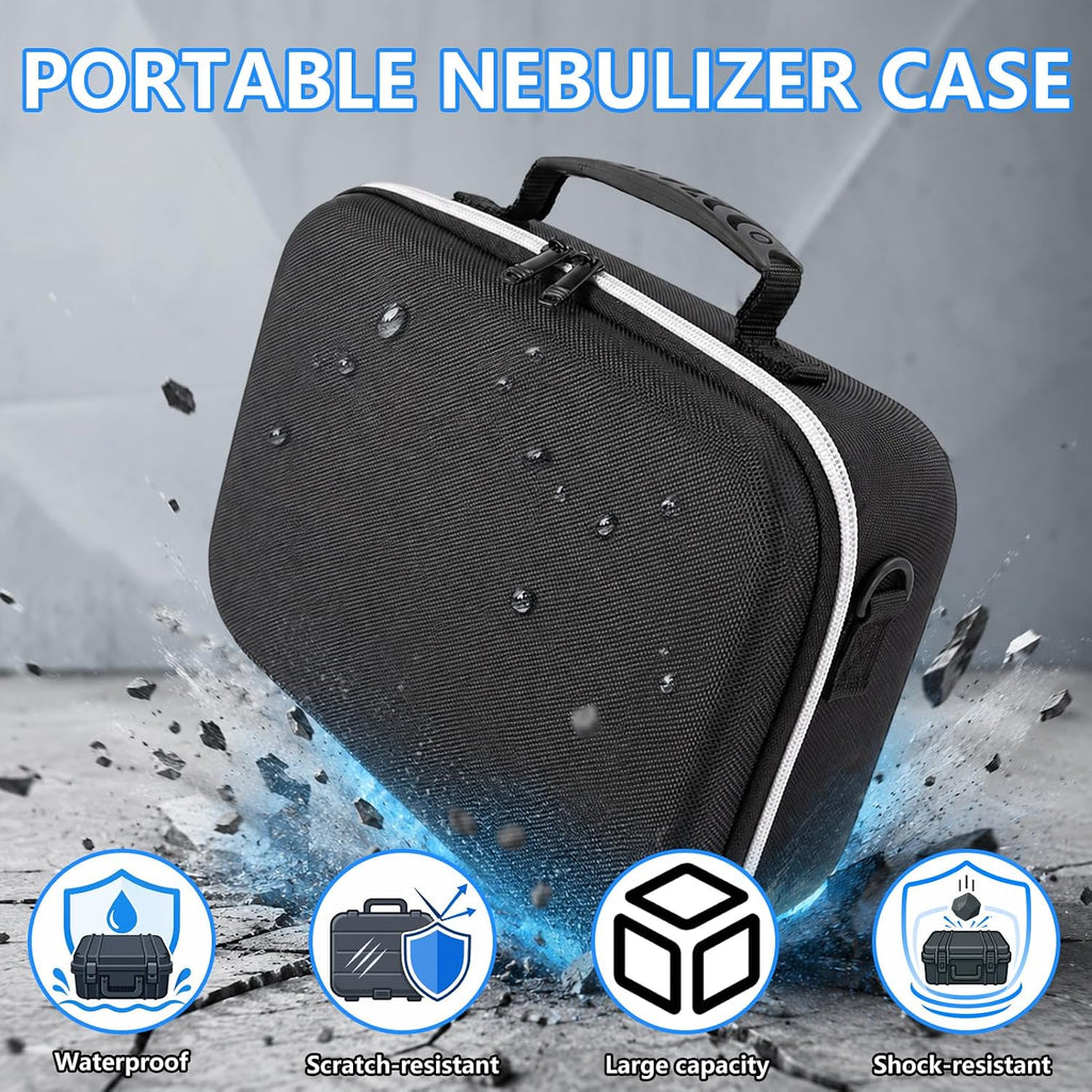 Nebulizer Bag for Smart Nebulizer,Portable Hard Case,Desktop Inhaler Nebulizer for Home Travel Use, Medicine Storage Bag for Inhaler Spacer, Masks, Asthma Accessories for Kids and Adults,Black