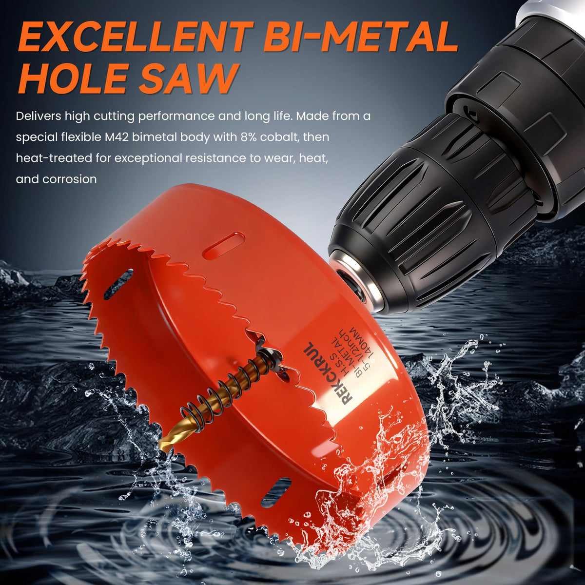 REKCKRUL (111mm | 4-3/8 Inch) HSS M42 with 8% Cobalt Bi-Metal Hole Saw
