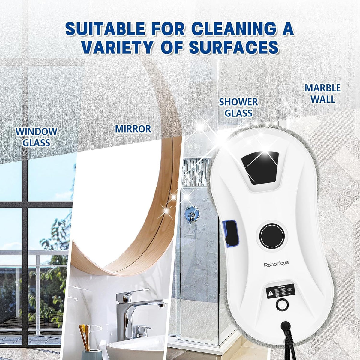 Window Cleaning Robot, Window Cleaner Robot Auto Spray, Automatic Cleaning with Intelligent Path Planning, 5600Pa