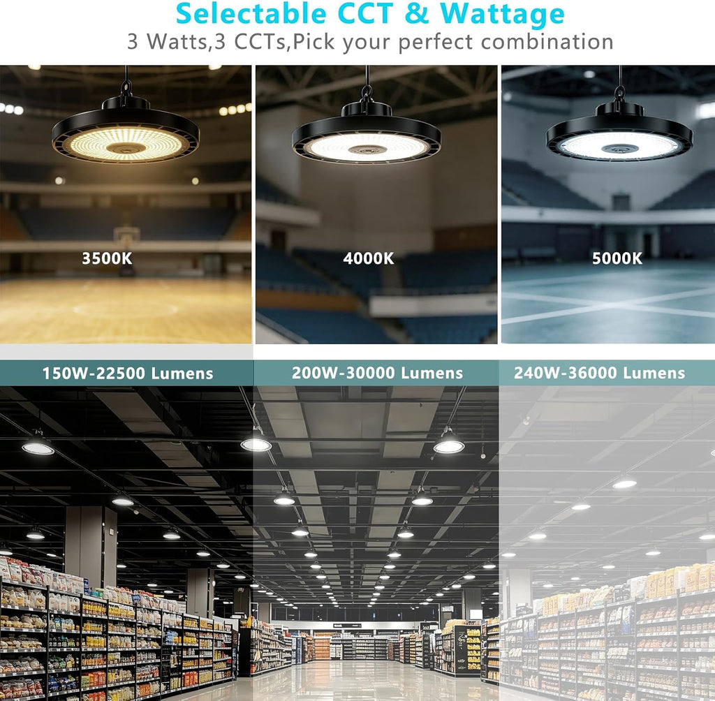 UFO LED High Bay Light,240W,36000LM 0-10V Dimmable 2Pack
