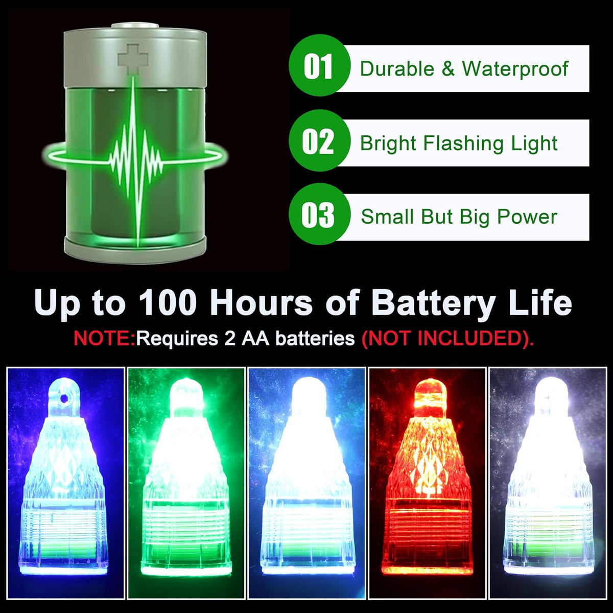 SILANON Deep Drop LED Fishing Light Underwater Waterproof Fishing Light Night Flashing Fishing Lure Light Attractants Fishing Lamp Tools for Attracting Bait Lures 5 Colors