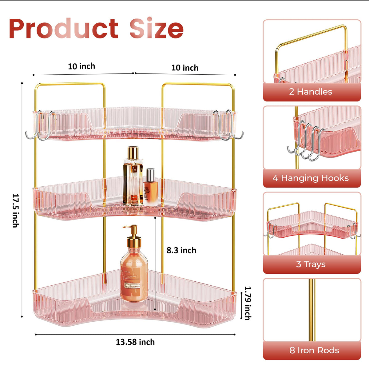 Corner Bathroom Counter Organizer 3-Tier Bathroom Organizer