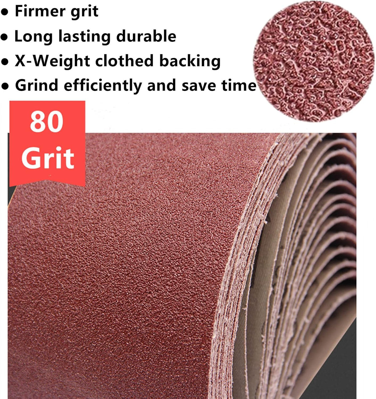 4x36 Inch Sanding Belts 80 Grit 5 Pack for Belt Sander