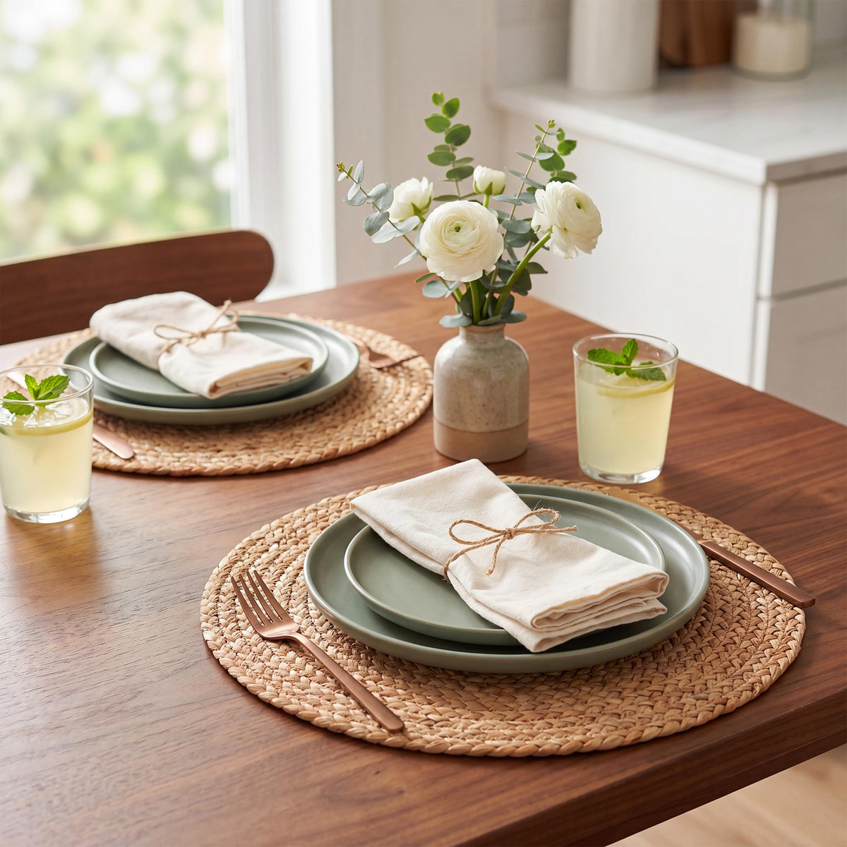 Round Jute Placemats, Set of 4, 13 Inch