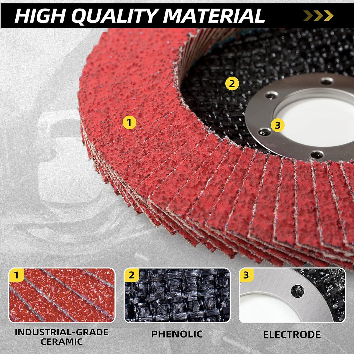 5 Pack Ceramic Flap Discs 4 1/2” 60 Grit Flap Discs for Angle Grinder T29 Grinding Wheels for Metal,Wood,Stainless Steel Heavy-Duty Aggressive Grinding