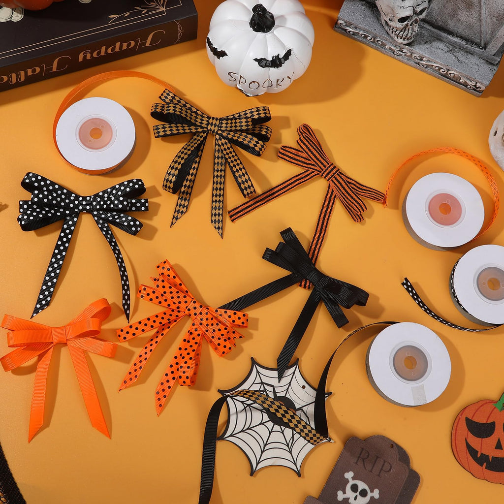 6 Rolls 60 Yards Halloween Ribbon for Gift Wrapping Party Decor