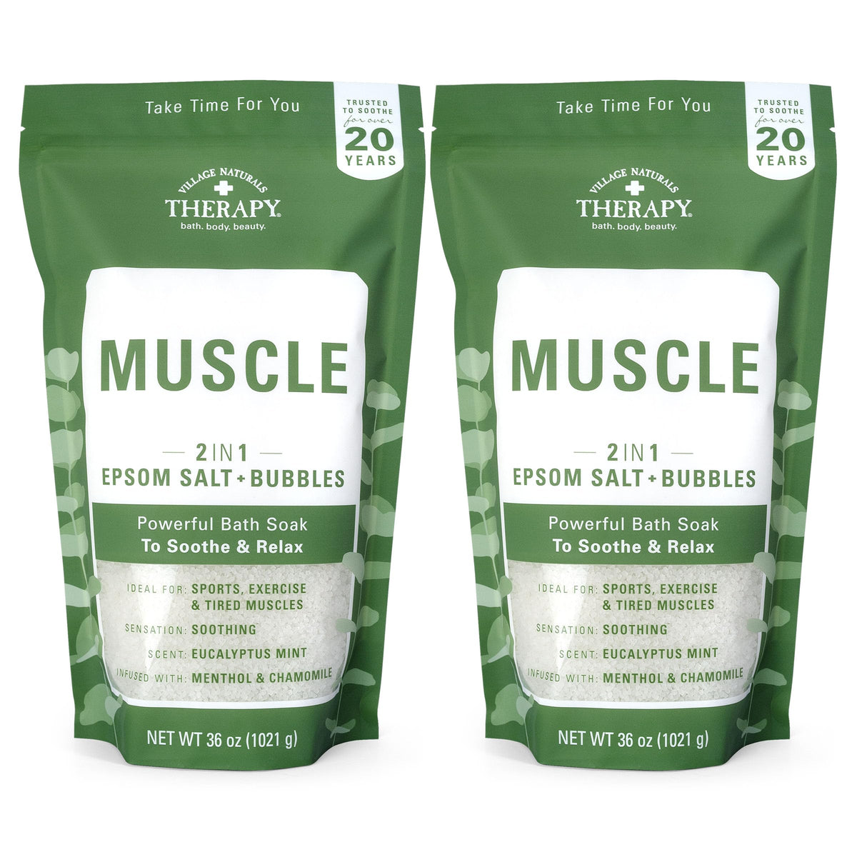 Muscle Foaming Epsom Soak, Eucalyptus Mint Scent, 36 oz, Pack of 2
