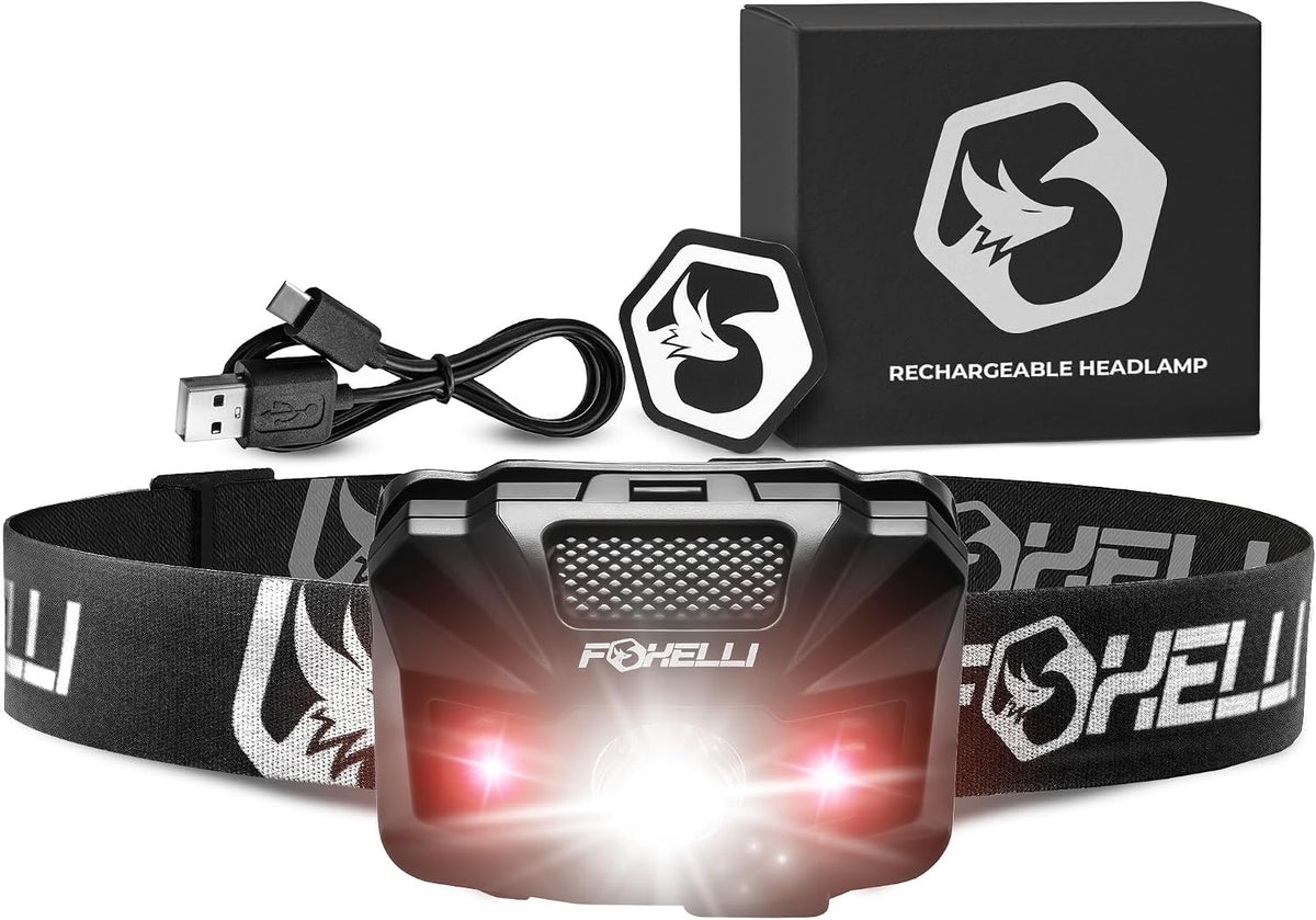USB‑C Rechargeable LED Headlamp – Ultra‑Light 2.4 oz & Bright 180 Lumens – Red/White Light, 5 Modes, IPX5 Waterproof