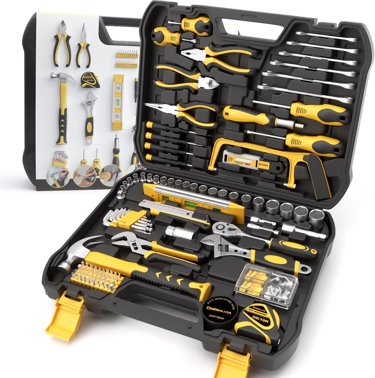 199 Piece Tool Kit for Home,General Household/Auto Repair Tool Set,Basic Hand Tool Kit with Socket Wrench,Tool Box