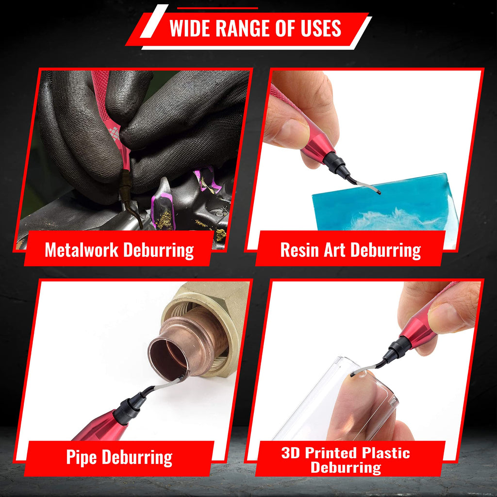 AFA Tooling Deburring Tool, 21 HSS Blades, Red CNC Anodized Aluminum Handle
