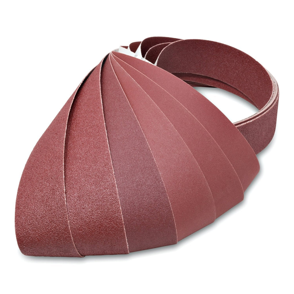 Red Label Abrasives 2 X 72 Inch Flexible Aluminum Oxide Multipurpose Sanding Belts for Woodworking, Leather, Rubber, Plastic, & Light Metal Working - 60, 80, 120, 220, 320, 400 Grit 6 Pack Assortment