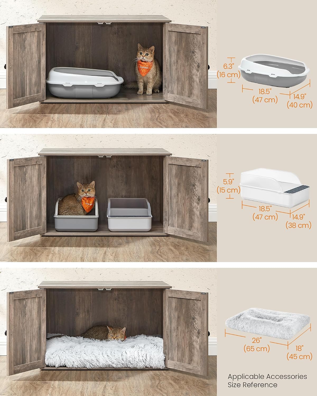 Cat Litter Box Enclosure, End Table, 27.6 x 19.7 x 19.7 Inches
