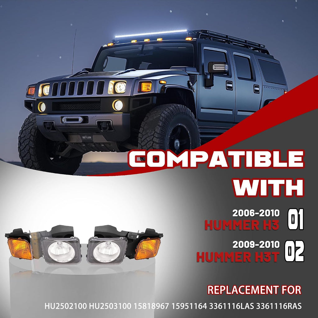 HECASA Headlight Assembly Compatible with 2006-2010 Hummer H3/09-10 H3T
