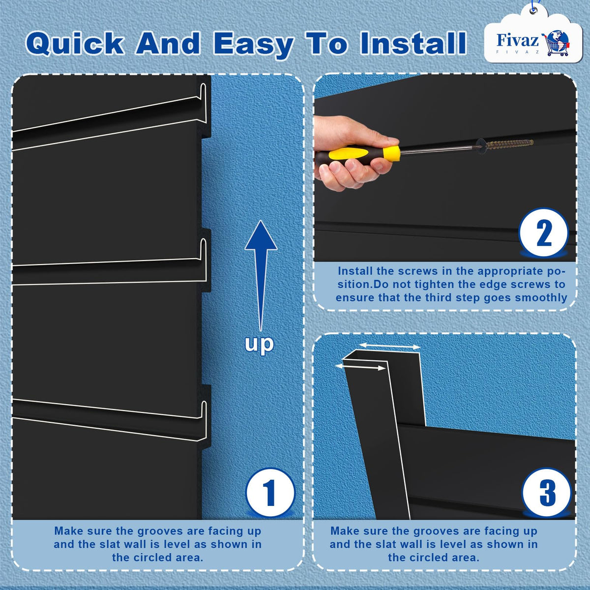 PVC Slatwall Panels, 4 ft x 8 ft Garage Wall Storage Systems, Black