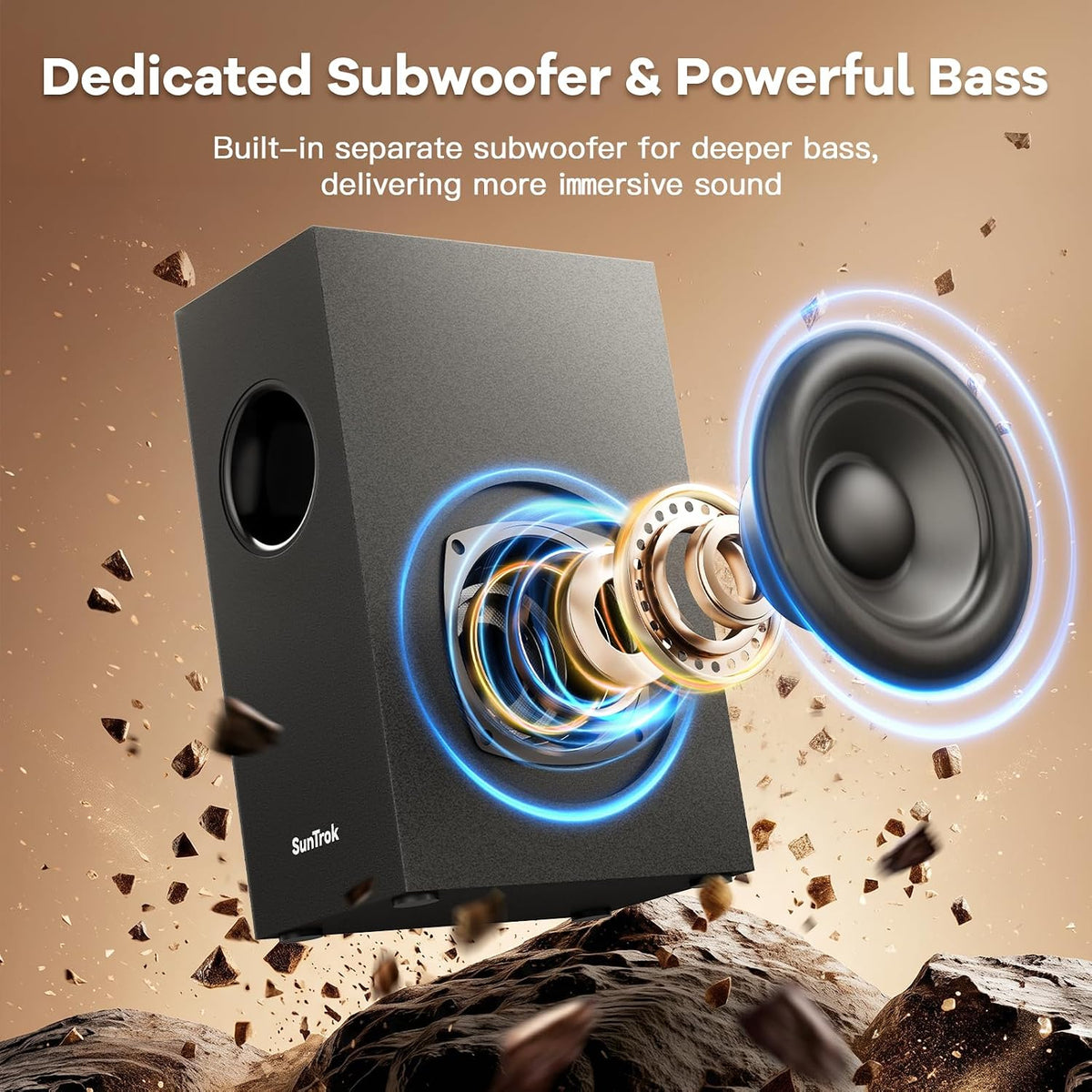 Sound Bar for Smart TV,2.1CH Soundbar with Subwoofer,Karaoke Machine for TV | Karaoke SoundBar with Microphones,BT