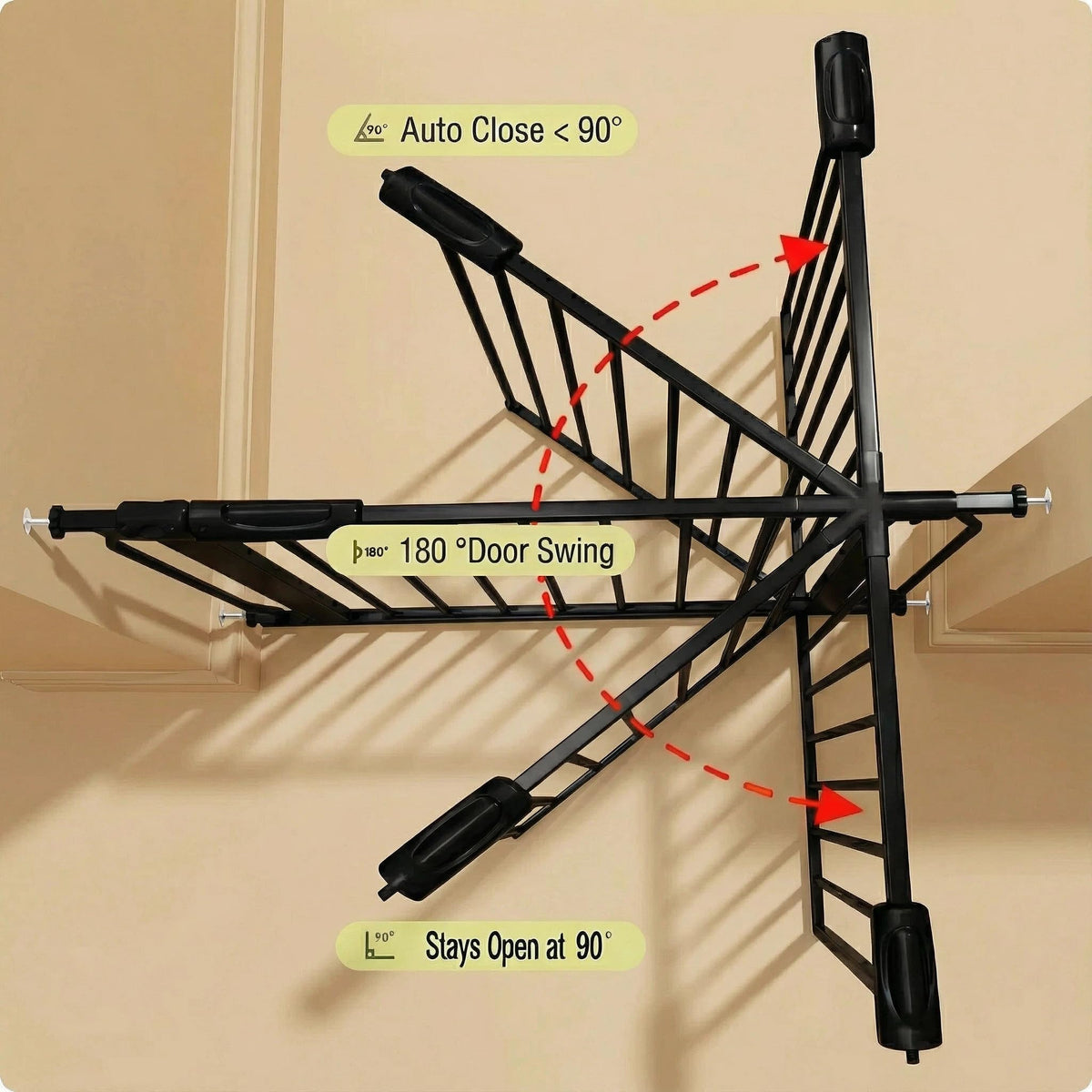 85.8-105" Extra-Wide Adjustable Hardware/Pressure-Mounted Pet & Child Safety Gate with Dual-Lock Walk-Through Swing Door for Stairs, Hallways & Wide Doorways