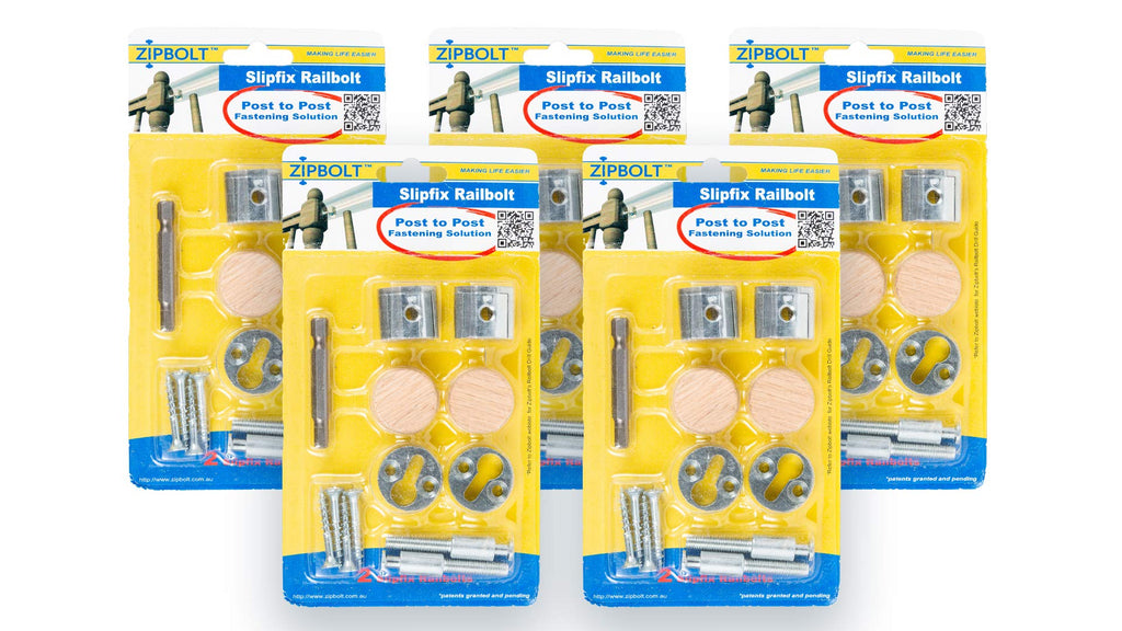 Slipfix Railbolt, Stair Handrail Post-to-Post, 5 x 2-Pack, 13.810