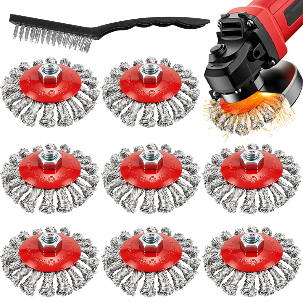 SBGGRL 9-Pack 4-1/2" Wire Wheel for Angle Grinder with 5/8” Thread Arbor