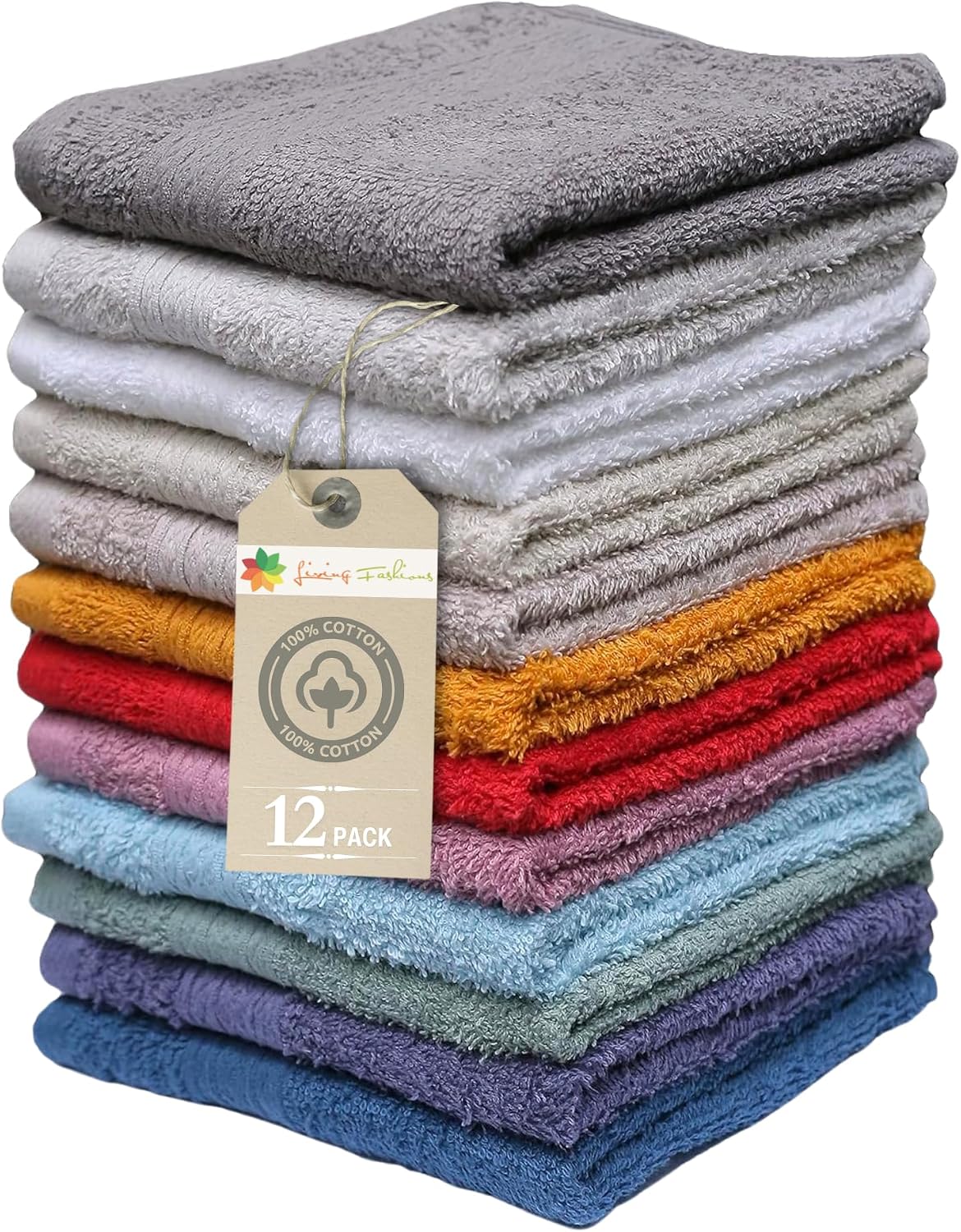 Extra Soft Wash Cloths, 13"x13" Wash Rags, Washcloths 12 Pack | 100% Ring Spun Cotton Washcloths, Machine Washable