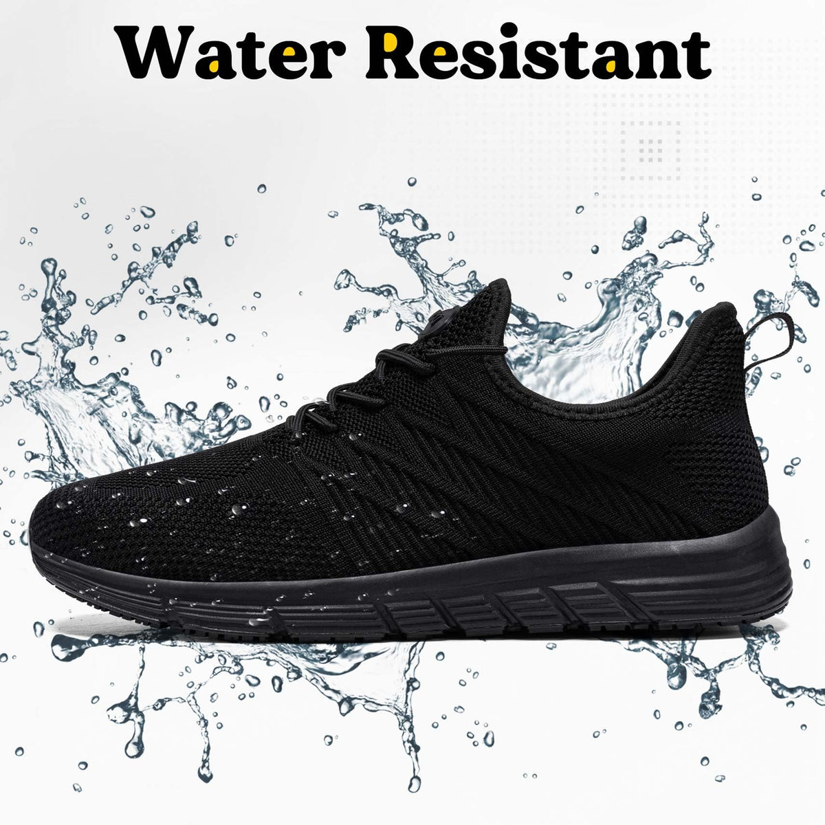 Non Slip Work Shoes for Women Slip On Sneakers, Black,8