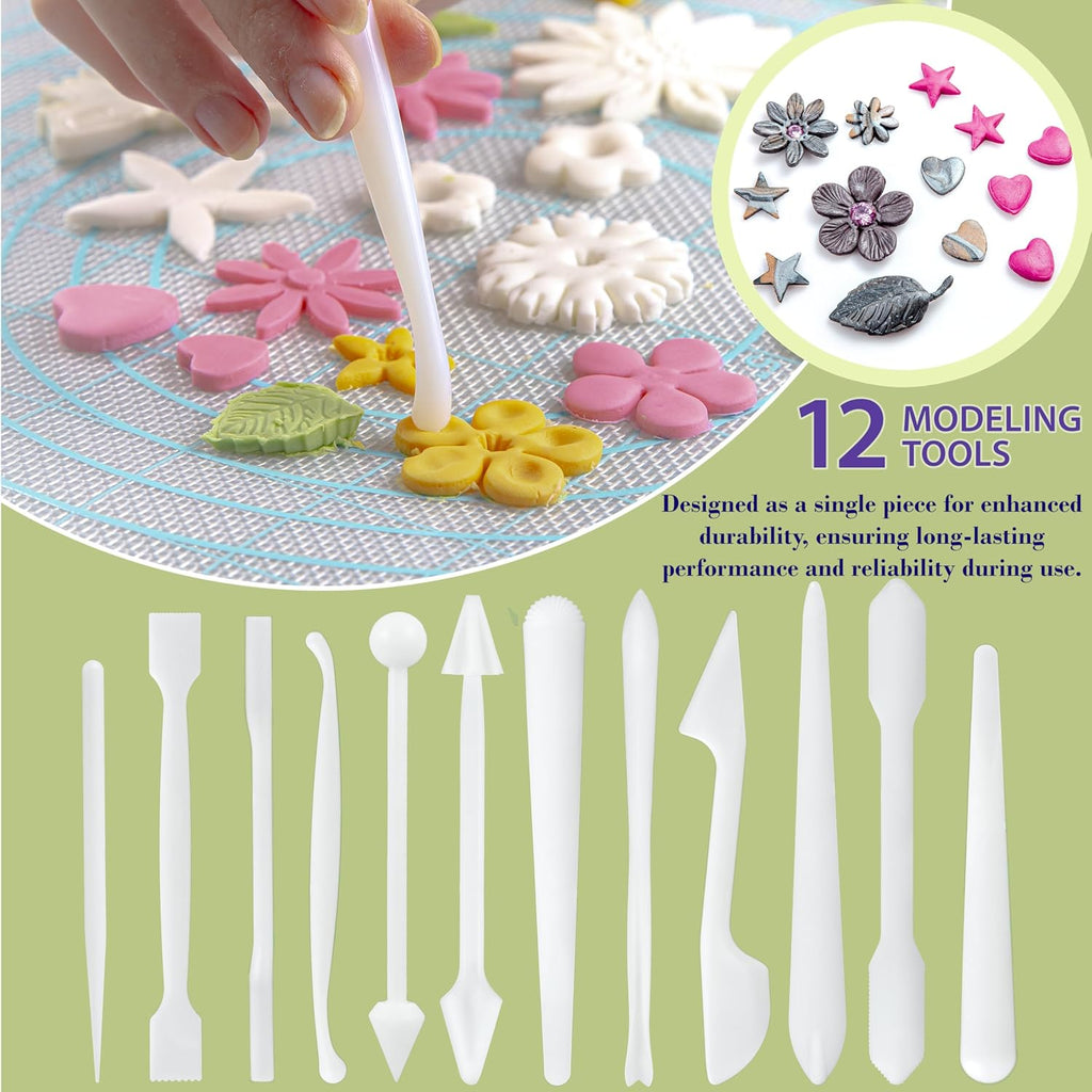 Fondant Modeling & Cutters Tools Set for Cake Decorating - 47 Pc