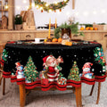 Christmas Round Tablecloth 60 Inch, Christmas Table Decorations Table Cloth for Round, Xmas Santa Tablecloths