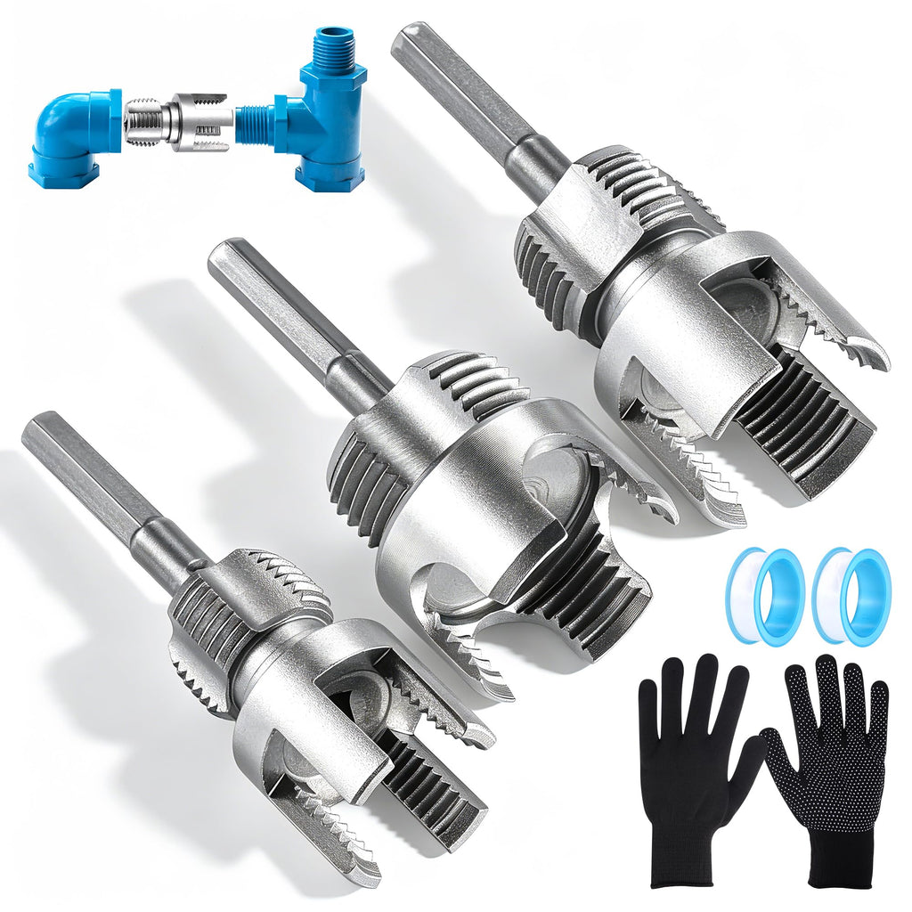 3 Pcs PVC Pipe Threader Kit – Integrated Internal & External Threading Tool
