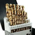Boltly 29Pcs Cobalt Drill Bit Set, 135 Degree Tip High Speed Steel, Stainless Steel, Plastic and Wood with Indexed Round Case 1/16"-1/2"