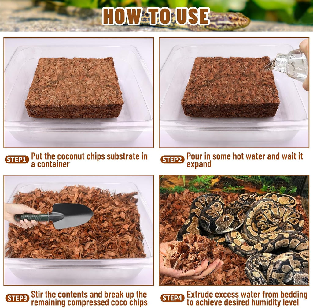 10LB Coconut Husk Chip for Reptiles, 72 Quart Coconut Fiber Substrate