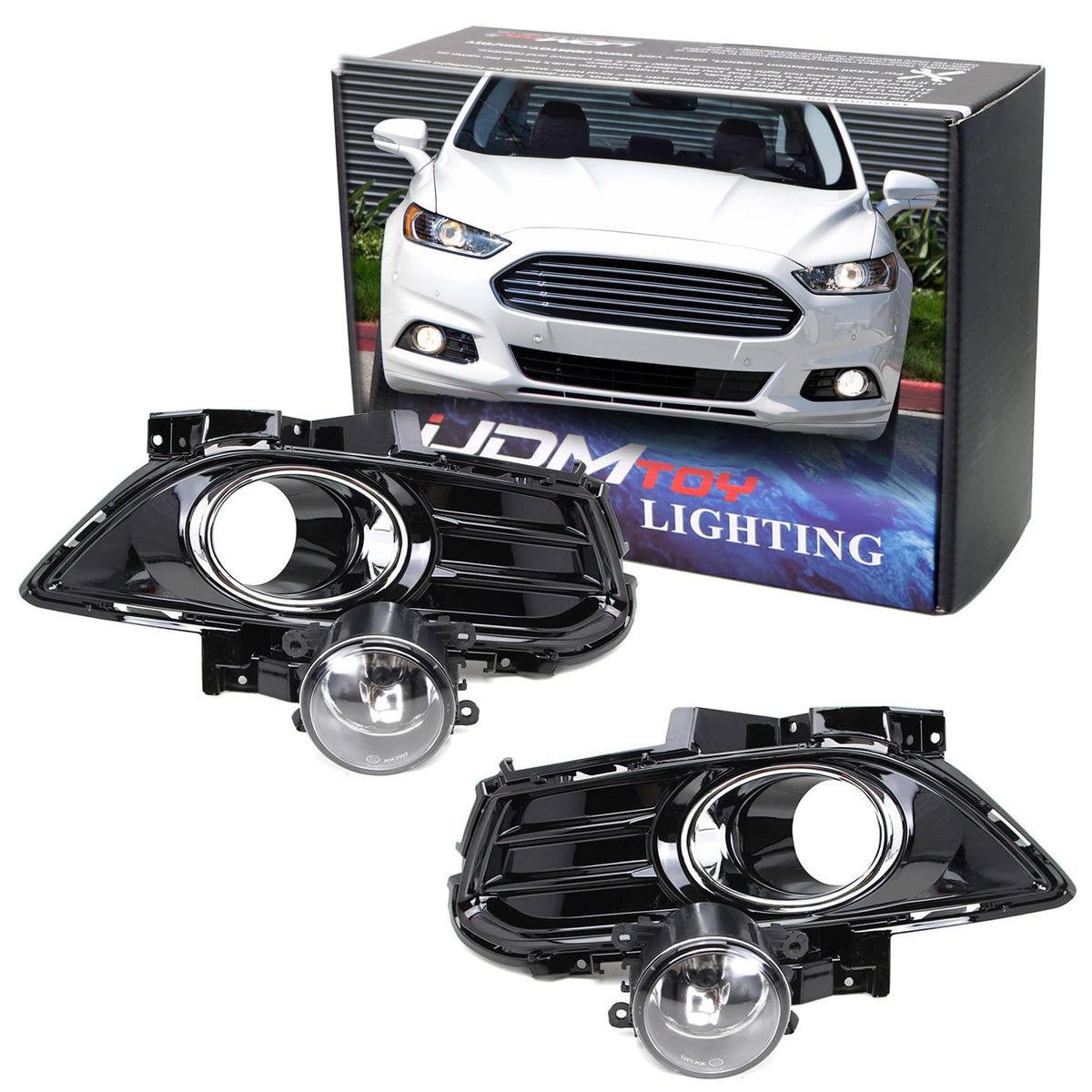 iJDMTOY Halogen Fog Light Kit For Ford 2013-2016 Fusion