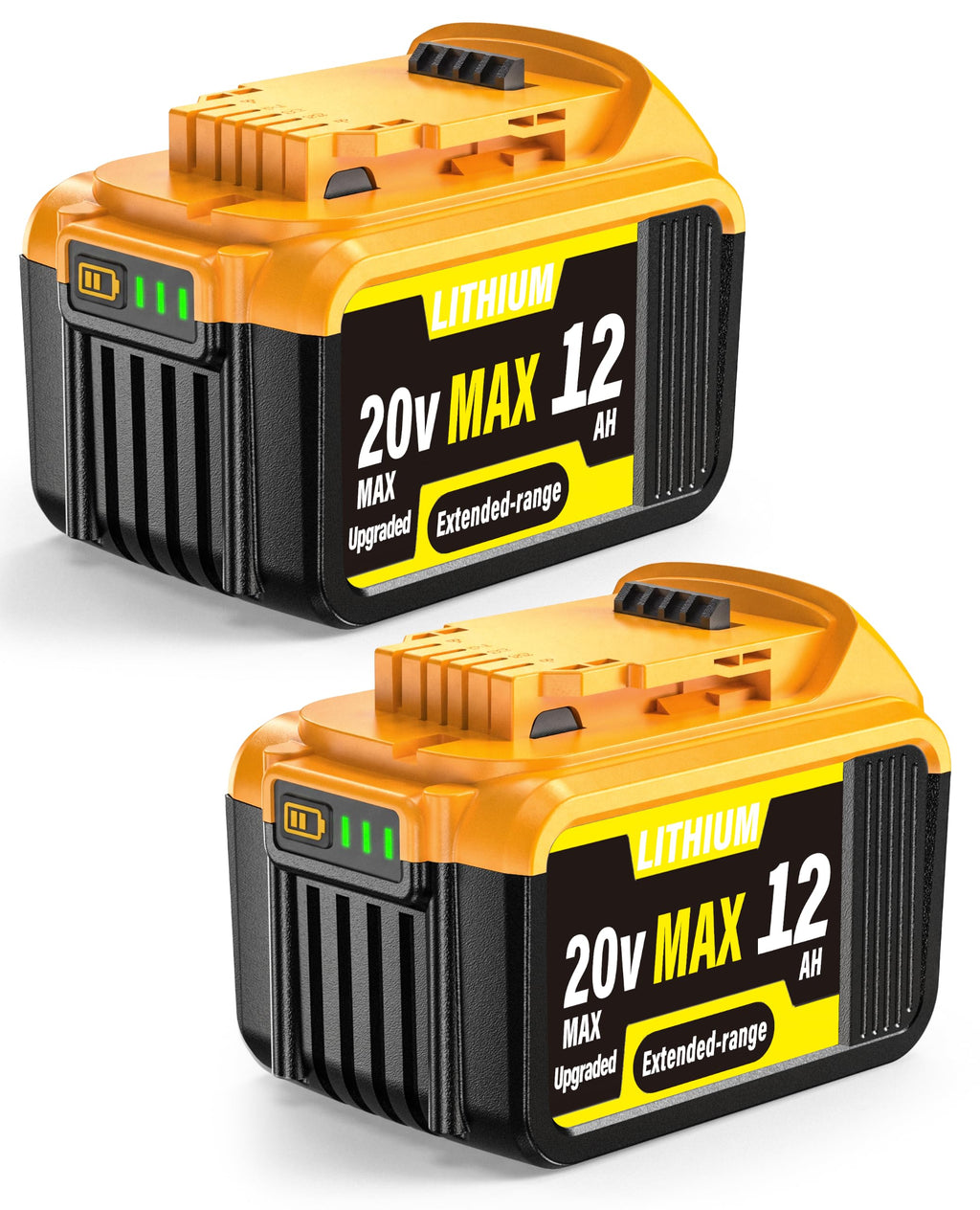2-Pack 12000mAh High-Capacity Replacement for Dewalt 20V Max Battery