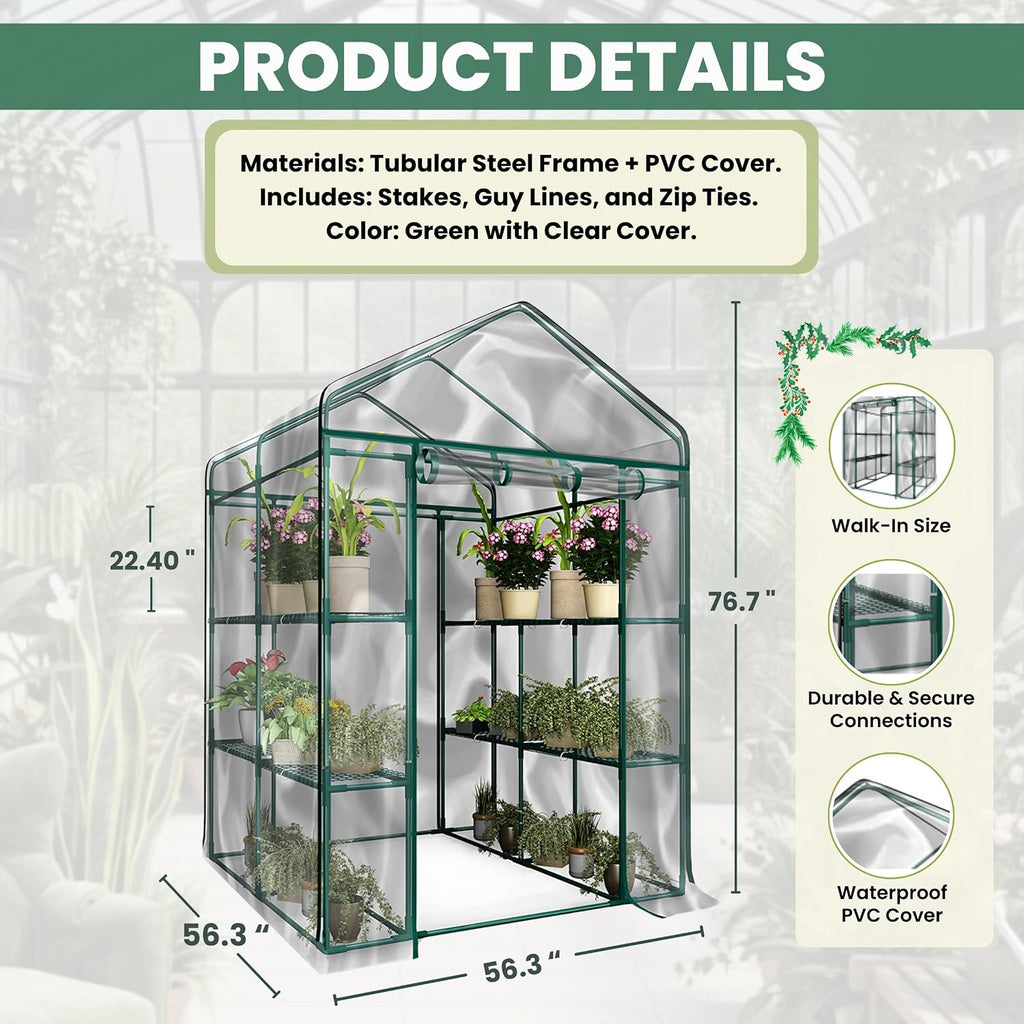 Walk in Greenhouse, 56 x 56 x 76-Inch