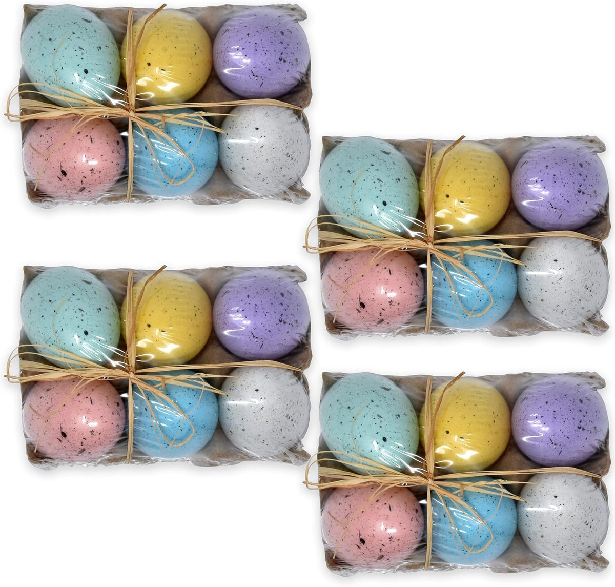 Pastel Speckled Easter Eggs Set (6 Pack) Decorative Faux Eggs Spring Decor Basket Fillers Farmhouse Easter Table
