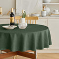 Christmas Faux Linen Round Tablecloth, Decorative Fabric Waterproof Texture Farmhouse Table Cloth Cover for Dining