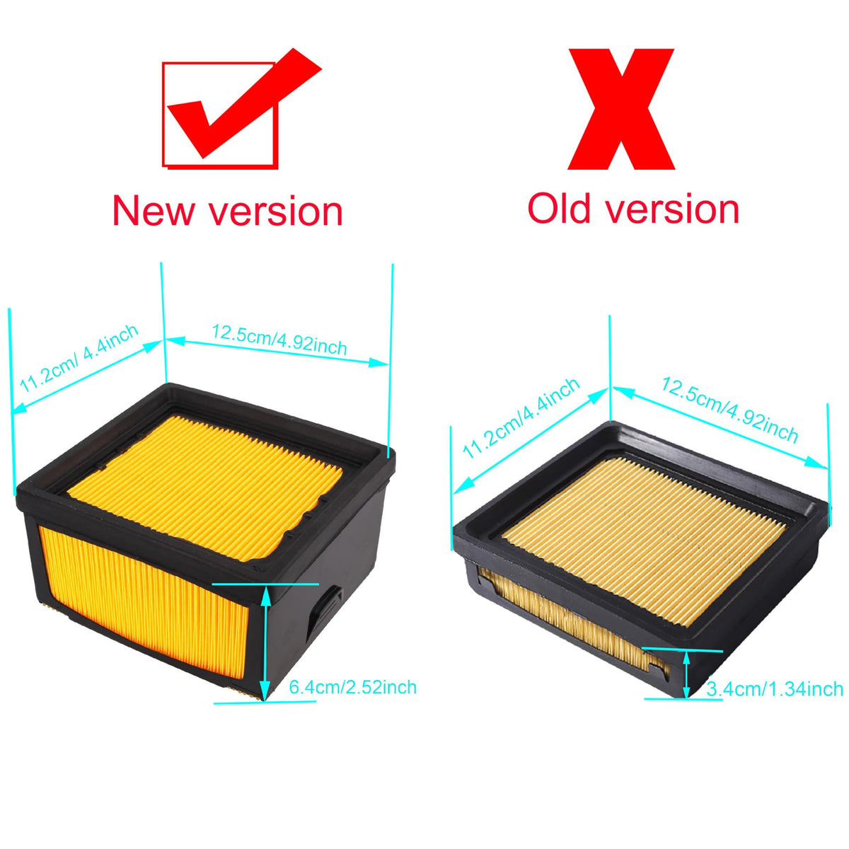 Hippotech Pack of 2 Air Filter Compatible with Husqvarna K760 K770 Cut Off Concrete Saws Repalces #525470601 574362302