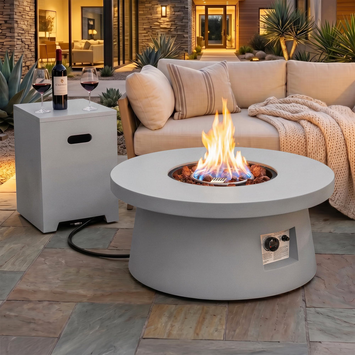 30" Outdoor Propane Fire Pit Table with Tank Table, 50000 BTU