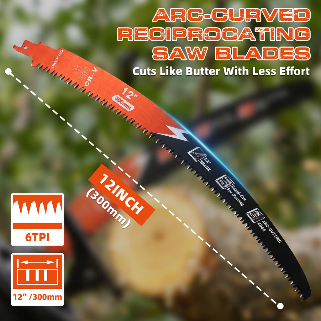 12 Inch Arc Edge Reciprocating Saw Blades for Tree Trimming, 6 Pack/6TPI