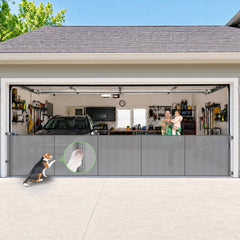 37" Tall x 155" Extra-Wide Retractable Indoor/Outdoor Mesh Pet & Child Safety Gate with One-Hand Safety Lock for Wide Openings, Patios & Stairways