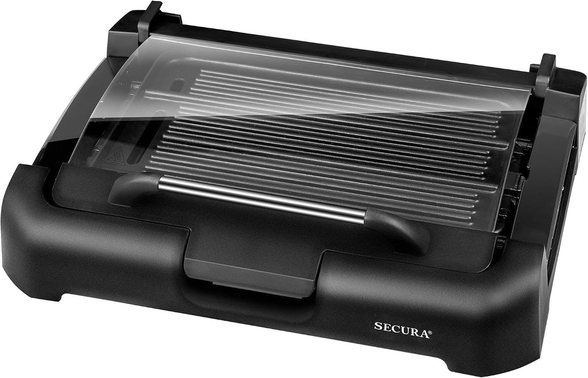 Smokeless Indoor Grill 1800-Watt Electric Griddle with Reversible 2 in 1 Grill and Griddle Plates Plate, Glass Lid