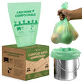 Small Compost Bags 1.6 Gal - 100 Compostable Kitchen Trash Bags for Countertop Bin - Cornstarch Leakproof &