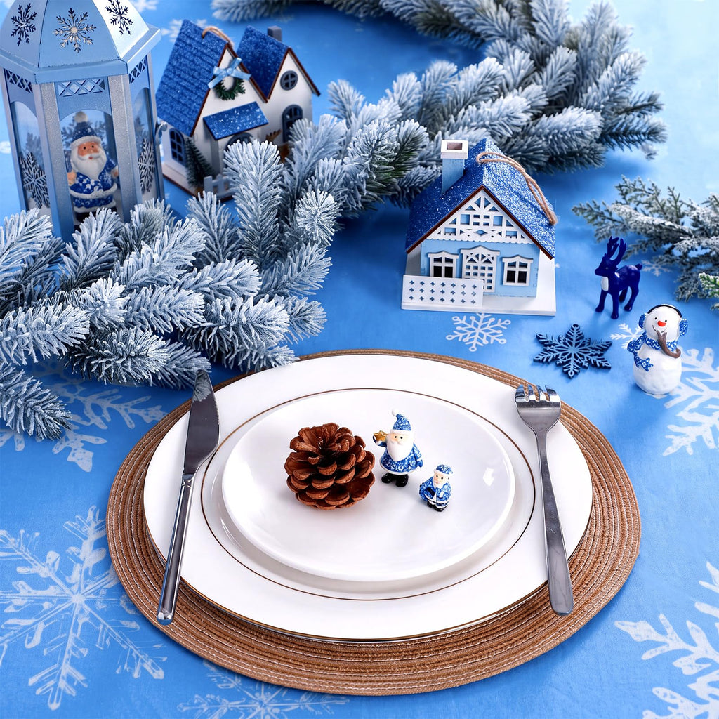 2pcs Winter Snowflake Tablecloth 6ft Blue/Purple Winter Wonderland
