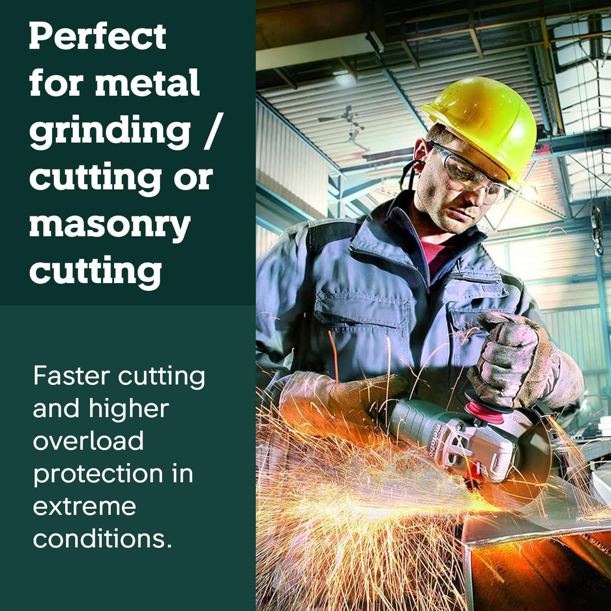Metabo WEV15-125 HT Lock-On 13.5 Amp 2,800-9,600 rpm Angle Grinder with Electronics and High Torque, 4.5"/5" | 13.5