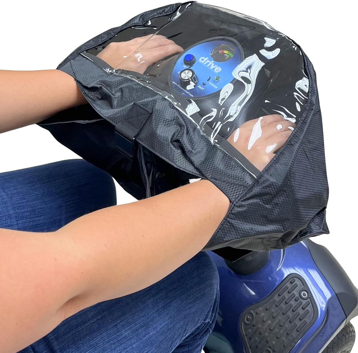 AlveyTech Clear Mobility Scooter Tiller Cover - Weatherproof Handicap Scooter Cover for Panel - Pride Scooter Accessories for Outdoor Travel, Protection from Sun, Snow, Dust, Wind, & Rain (Deluxe)
