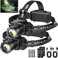 Rechargeable LED Headlamp 2-Pack - 99000 Lumens Super Bright with Motion Sensor & 90° Rotation - Waterproof Headlight