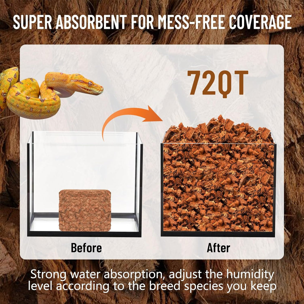 10LB Coconut Husk Chip for Reptiles, 72 Quart Coconut Fiber Substrate