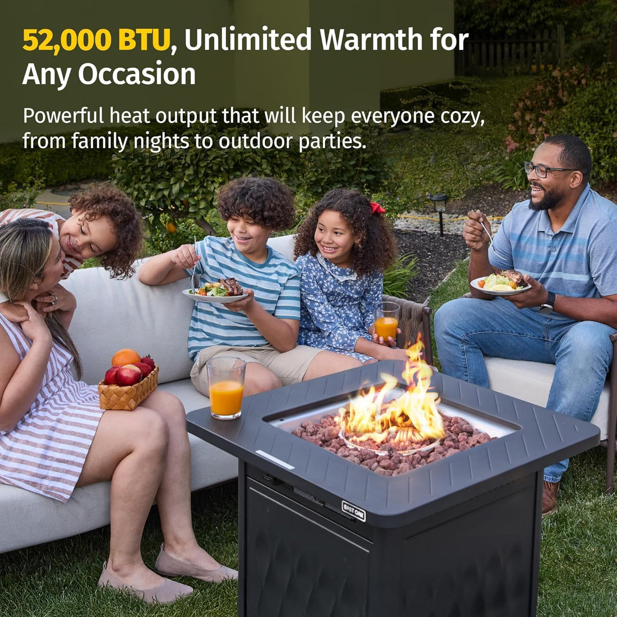28in Gas Fire Pit Table Outdoor, 52,000 BTU