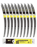 15-Inch Japanese Teeth Reciprocating Saw Blades 10PCS, DARTOTEK Curved Edge 6TPI Pruning Blades for Wood, Tree Trimming Cutting, Fits Most Reciprocating Saws(10 of Pack)